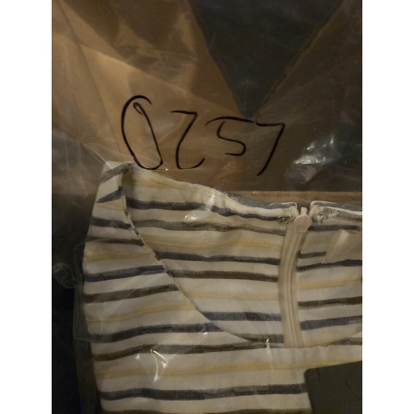 JOA Dress Womens Cold Shoulder Olive Striped Linen Blend M NEW BC4434‎ Normcore - Picture 15 of 15